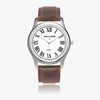 Pero & Giorni – Volturno Bianco Classic  (White Dial Quartz Silver Watch with Brown Leather Strap)