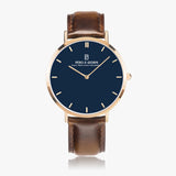 Pero & Giorni – Tibre Blu Notte Classic (Navy Blue Dial Quartz Rose Gold Watch with Brown Leather Strap)