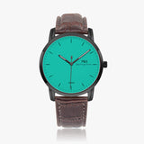Pero & Giorni – Sicília Verde Acqua Classic  (Turquoise-Green Dial Quartz Black Watch with Brown Leather Strap)