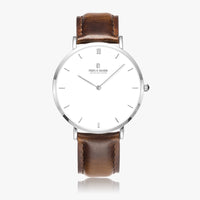 Pero & Giorni - Tibre White Classic Quartz Silver Watch (Leather Brown)