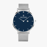 Pero & Giorni – Tibre Date-Edition Blu Notte (Navy Blue Dial Quartz Silver Watch with Silver Mesh Bracelet)