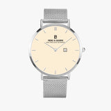 Pero & Giorni – Tibre Date-Edition Beige Chiaro (Beige Dial Quartz Silver Watch with Silver Mesh Bracelet)
