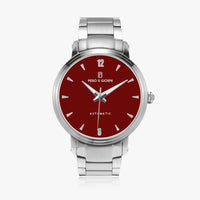 Pero & Giorni – Maggiore Borgogna (Red Dial Automatic Watch with Silver Steel Bracelet)