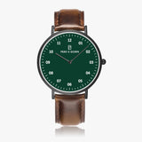Pero & Giorni – Adige Verde Smeraldo Classic (Green Dial Quartz Black Watch with Brown Leather Strap)