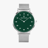 Pero & Giorni – Adige Verde Smeraldo (Green Dial Quartz Silver Watch with Silver Mesh Bracelet)