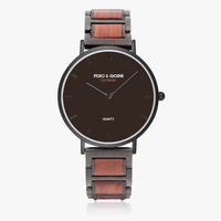 Pero & Giorni – Calcinara Marrone Scuro (Dark Brown Dial Quartz Black Copper Watch with Natural Wood Strap)