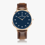 Pero & Giorni – Adige Blu Notte Classic (Navy Blue Dial Quartz Rose Gold Watch with Brown Leather Strap)