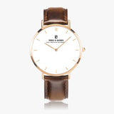Pero & Giorni - Tibre Bianco Classic (White Dial Quartz Rose Gold Watch with Brown Leather Strap)