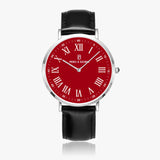 Pero & Giorni - Tanaro Rosso Cremisi Classic (Crimson Red Dial Quartz Watch with Black Leather Strap)