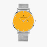 Pero & Giorni – Tibre Date-Edition Giallo (Yellow Dial Quartz Silver Watch with Silver Mesh Bracelet)