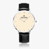 Pero & Giorni – Tibre Beige Chiaro Classic (Beige Dial Quartz Silver Watch with Black Leather Strap)