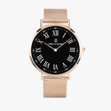 Pero & Giorni – Tanaro Nero (Black Dial Quartz Watch with Rose Gold Mesh Bracelet)