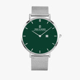 Pero & Giorni – Tibre Date-Edition Verde Smeraldo (Green Dial Quartz Silver Watch with Silver Mesh Bracelet)