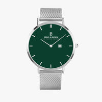 Pero & Giorni – Tibre Date-Edition Verde Smeraldo (Green Dial Quartz Silver Watch with Silver Mesh Bracelet)