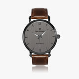 Pero & Giorni – Maggiore Titanio Classic (Titanium Dial Automatic Black Watch with Brown Leather Strap)