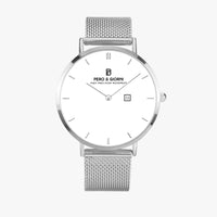 Pero & Giorni - Tibre Date-Edition Bianco (White Dial Quartz Silver Watch with Silver Mesh Bracelet)