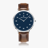 Pero & Giorni – Adige Blu Notte Classic (Navy Blue Dial Quartz Silver Watch with Brown Leather Strap)