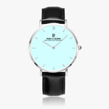 Pero & Giorni – Tibre Azzurro Chiaro Classic (Light Blue Dial Quartz Silver Watch with Black Leather Strap)