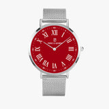 Pero & Giorni - Tanaro Rosso Cremisi (Crimson Red Dial Quartz Watch with Silver Mesh Bracelet)