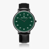 Pero & Giorni – Adige Verde Smeraldo Classic (Green Dial Quartz Black Watch with Black Leather Strap)