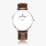 Pero & Giorni - Tibre Bianco Classic (White Dial Quartz Silver Watch with Brown Leather Strap)