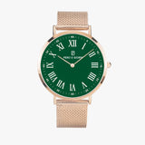Pero & Giorni - Tanaro Verde (Green Dial Quartz Watch with Rose Gold Mesh Bracelet)
