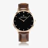 Pero & Giorni - Tibre Nero Classic (Black Dial Quartz Rose Gold Watch with Brown Leather Strap)