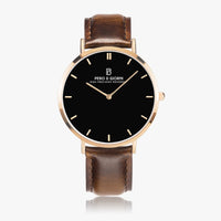 Pero & Giorni - Tibre Nero Classic (Black Dial Quartz Rose Gold Watch with Brown Leather Strap)